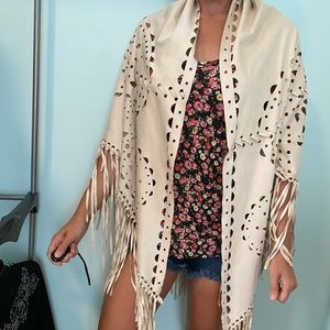 Laser Cut Fringe Shaw wrap style top